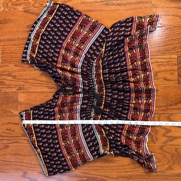 Forever 21 Black Gold Red Patterned Tunic Shirt M - Picture 9 of 13